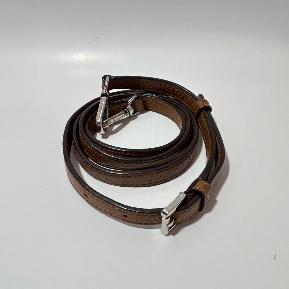 Michael Kors Brown Leather Crossbody Strap with Silver Hardware